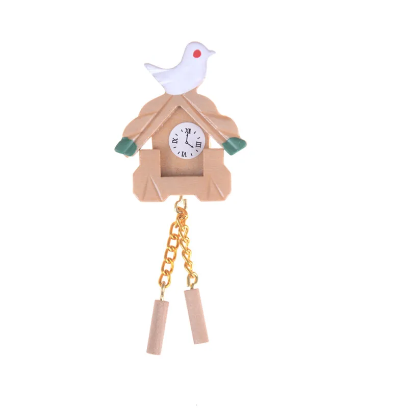 

Miniatura 1:12 Dolls House Furniture Bird Clock Dollhouse Mini Simulation Bird Wood Clock Children Room Cute Wall Clock