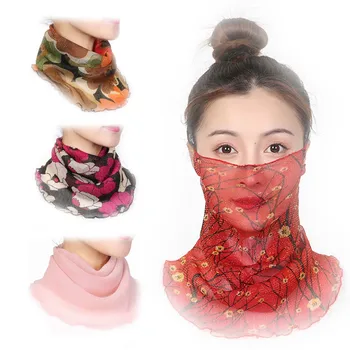 

2020 Women Summer Windproof Sunscreen Silk Cycling Face Mask Upgrade Hanging Ear Neck Scarf Running Newest Collars Headwears