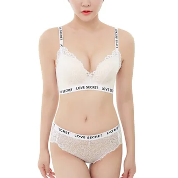 

2018 Fashion Letter Lingerie Set Wireless Underwear Women Floral Lace Sexy Bra Set Push Up Bra Briefs Set 32-38 B Cup z1