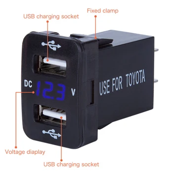 

12V 4.2A Dual USB Ports Car-Charger Socket Voltmeter Power Adapter For Toyota