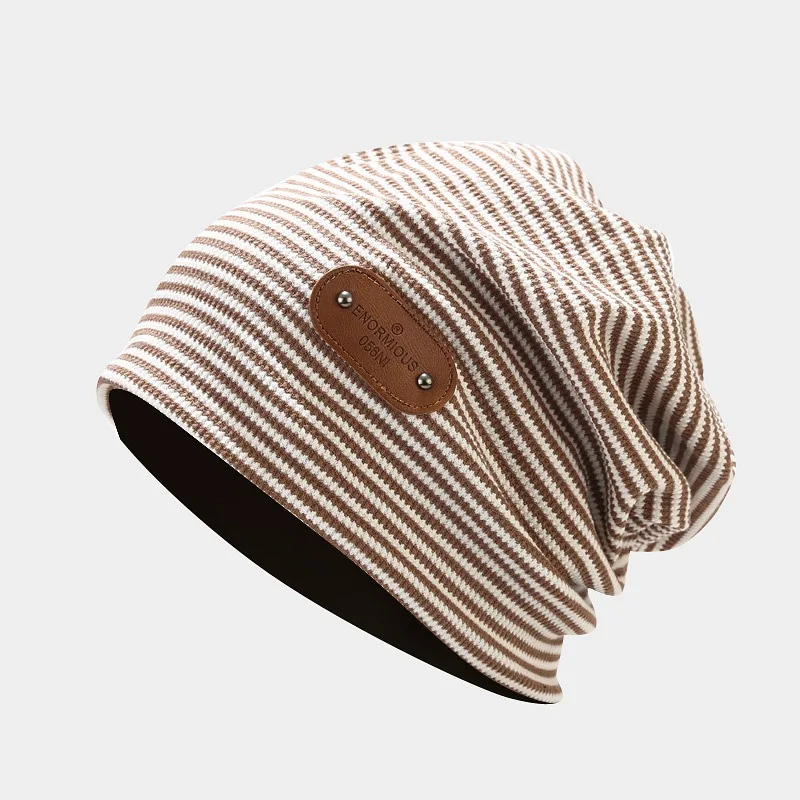 Striped Print Women Hat Ladies Autumn Winter Hats Fashion Hip-hop Slouchy Beanie Girls Chapeu Feminino Cotton Cap 4