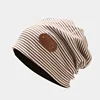 Striped Print Women Hat Ladies Autumn Winter Hats Fashion Hip-hop Slouchy Beanie Girls Chapeu Feminino Cotton Cap 4