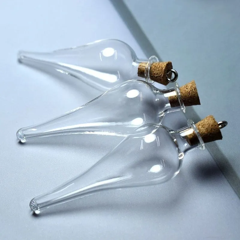 Long Water Droplets Glass Bottles Clear Drifting Bottles Aromatherapy Wishing Bottle Cork Wedding Birthday Party Glass Jars Glass Bottles Aromatherapy Diffuser Bottle