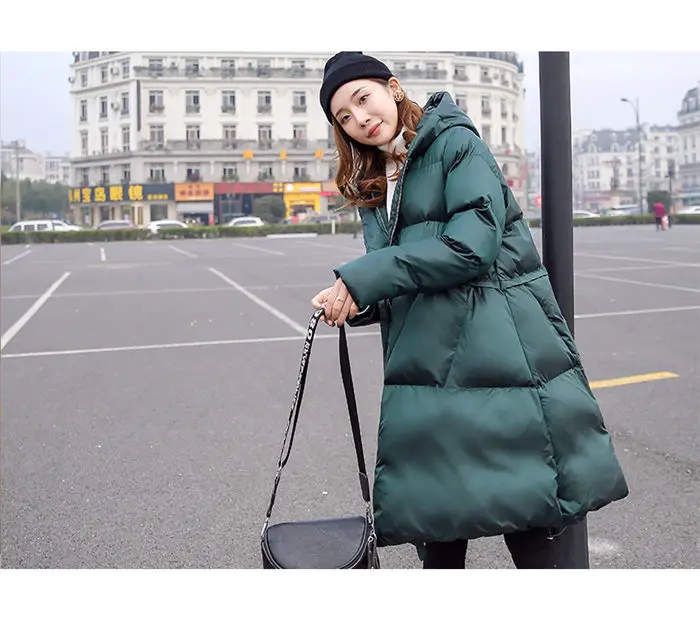 Пуховик для беременных женщин; хлопковая куртка; зимняя одежда в Корейском стиле; свободное плотное пуховое пальто; женский длинный модный приталенный плащ; Стильная парка; f2395
