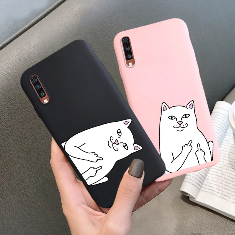 

Funny Cartoon Cat Case For Samsung A70 Case Silicon Candy Phone Bumper For Samsung Galaxy A70 SM-A705FN A7 2019 Covers Fundas