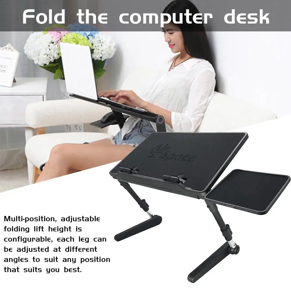 

Adjustable Folding Lifting Bed Computer Desk for Notebook Tablet with Cooling Fan Foldable Computer Holder Bedside Table