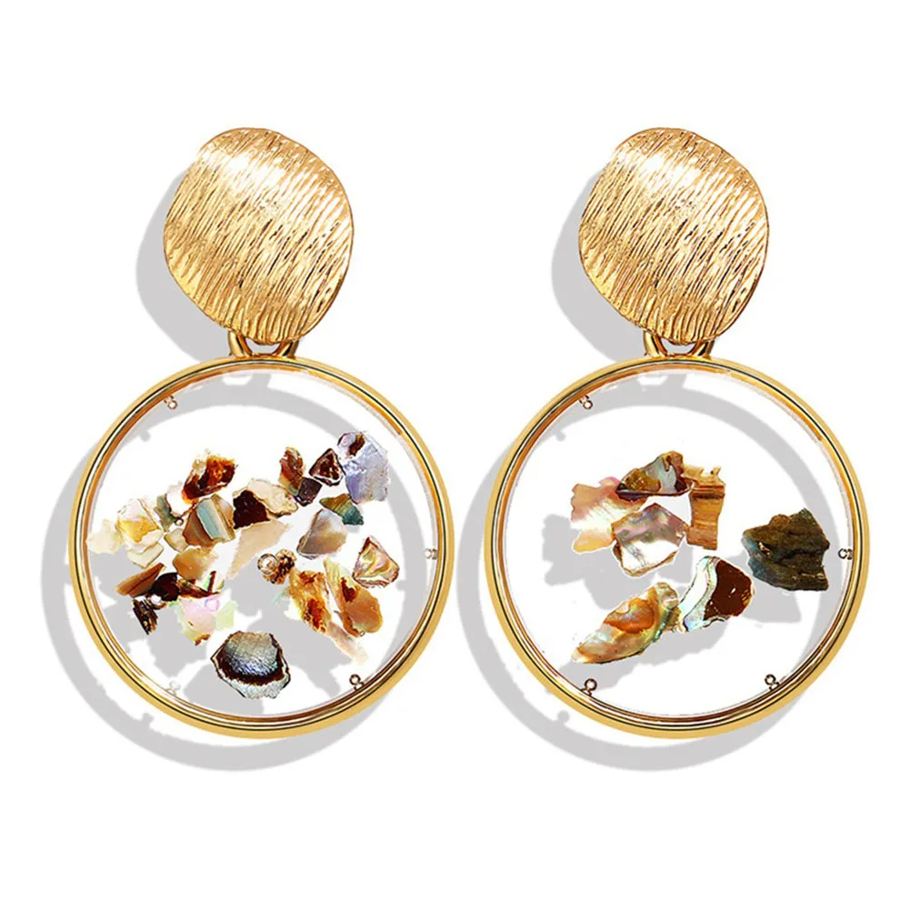 

Vintage Shell Acrylic Tortoise Earrings 2019 For Women Geometric Resin Round Dangle Drop Earring Brincos Fashion Jewelry