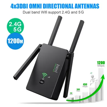 

Dual-Band Connectivity Wifi Range Extender Repeater Router AC1200M Wifi 2.4G 5Ghz Dual Band Wifi Extender