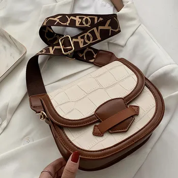 

Ladies New Fashion Leather Crossbody Bag Retro Crocodile Pattern Wild Cover Versatile Shoulder Bags Mini Saddle Bag