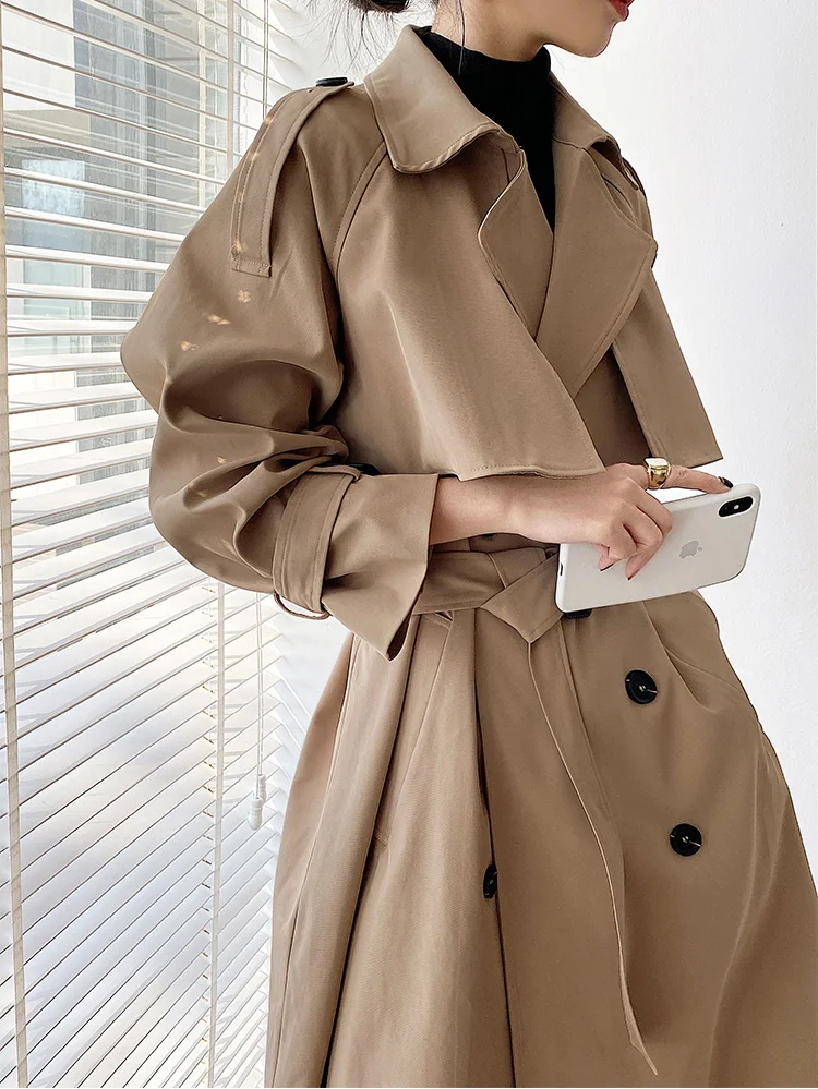 2021 New Women's Trench Coats High Street Outwear Loose Woman
