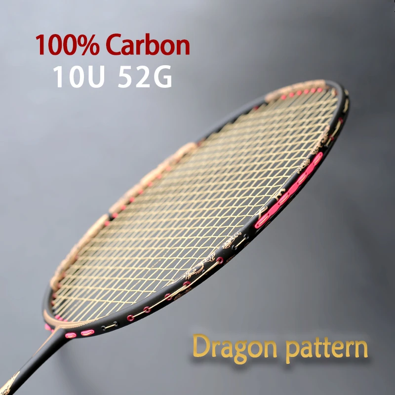 Lightest 10U 50G 100 Full Carbon Fiber Strung Badminton Rackets 20