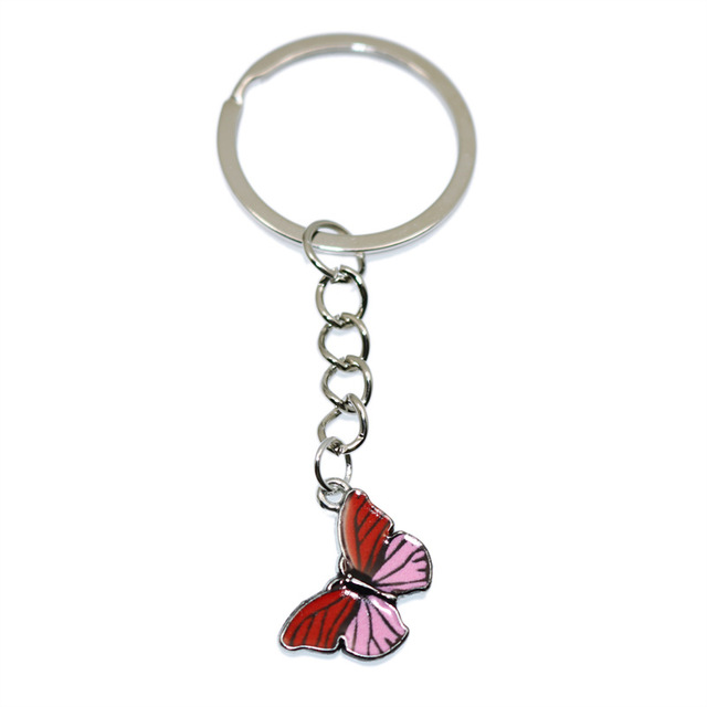 Styles Enamel Colorful Butterfly Pendant Keychain Insects Car Key Rings Women Bag Accessories Jewelry Christmas Xmas Gifts