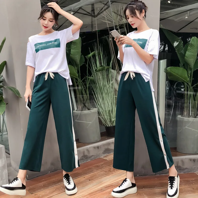 

2018 Fashion New Style Fashion Large Size Postpartum Tops Loose-Fit Slimming Fashion Mom Two-Piece Set Nursing Clothes Set