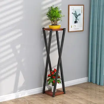 

Simple Living Room Flower Stand Indoor Floor Against Wall Flower Pot Stand Creative Balcony Iron Succulent Hanging Basket Green