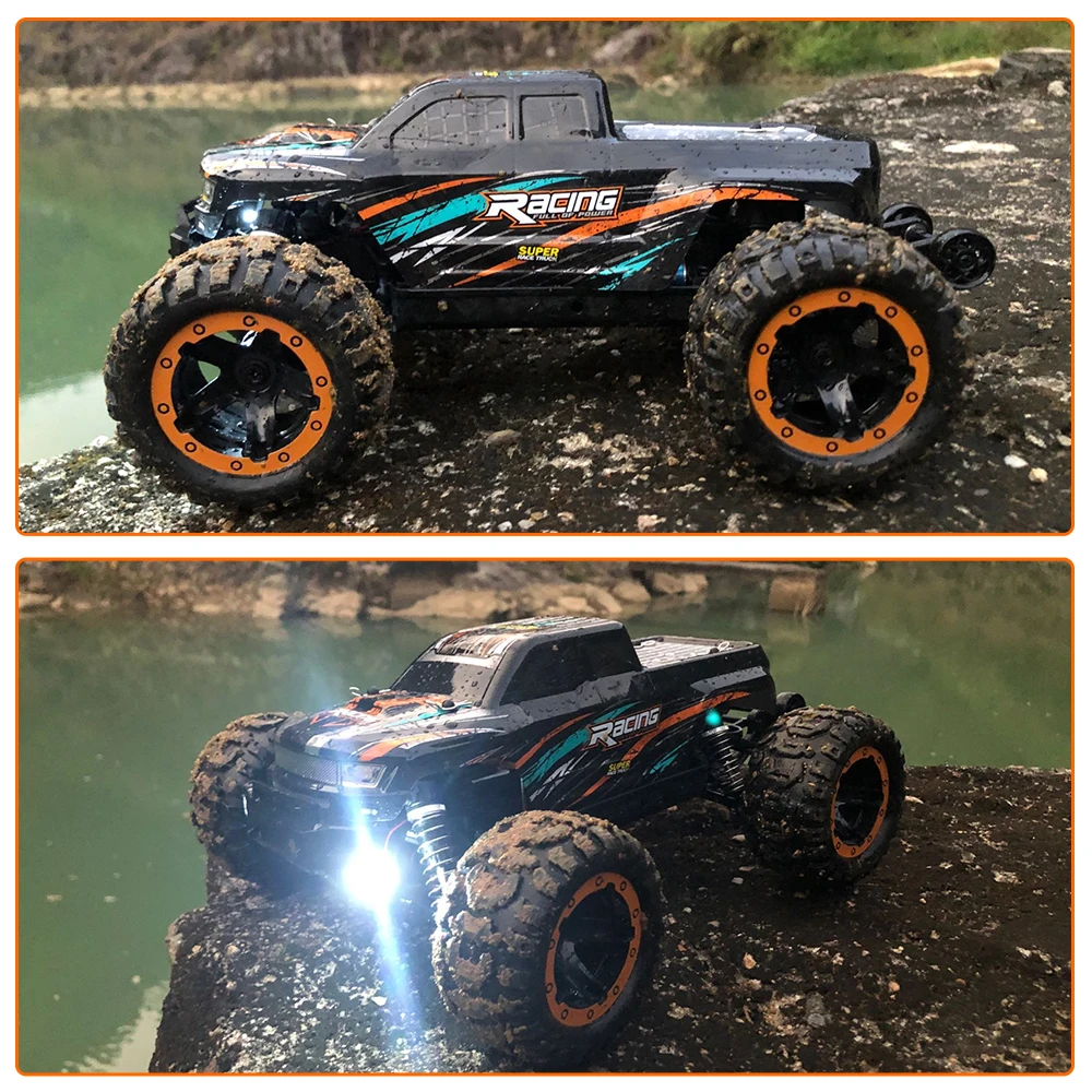 rc race tracks near me Linxtech 16889 1/16 4WD 45km/h Racing RC Car Brushless Motor Big Foot Off-Road RC Toy All Terrain for Kids VS Wltoys 12428 rock crawler rc car