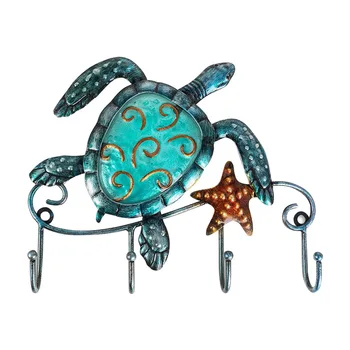 

Wall Hooks Bathroom Ornament Iron Structure Living Room Cloth Accessories Sea Turtle Easy Install Animal Shaped Storage Rack