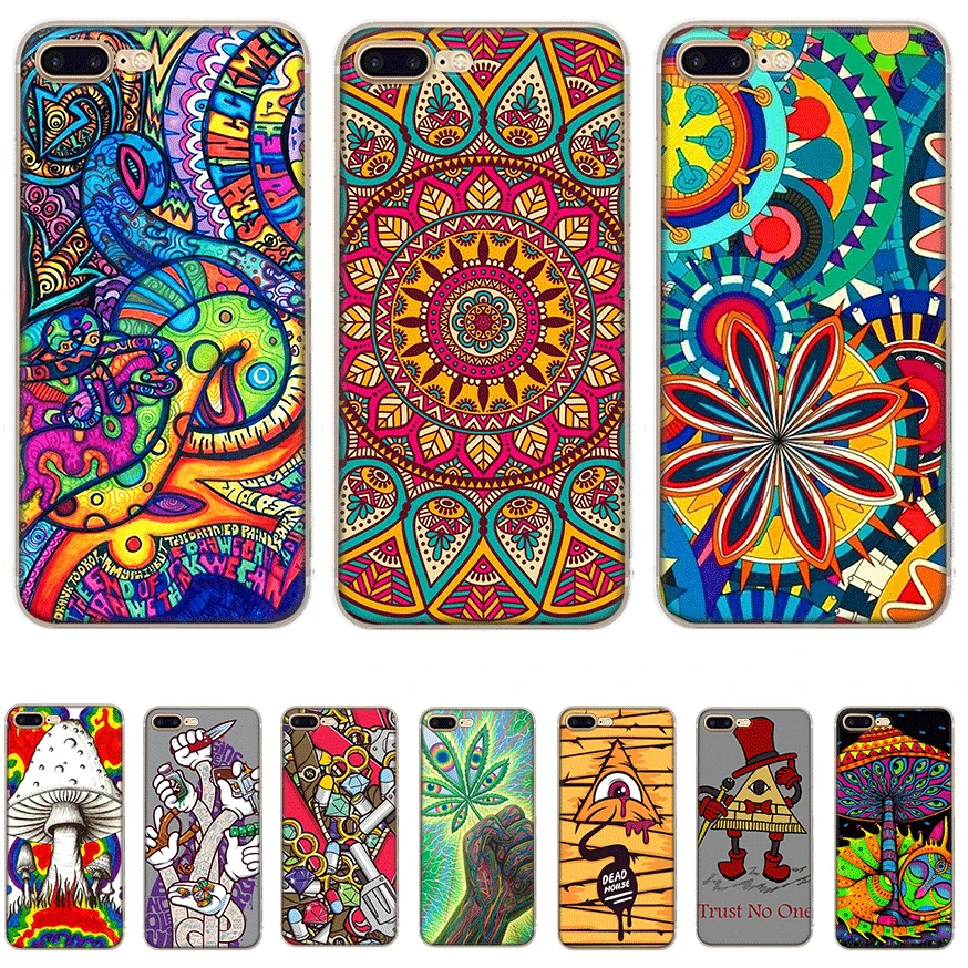 

Mobile Phone Case For iPhone X XS Max XR 6 6S 7 8 Plus 5 5S SE Hard Cover Hippy Hippie Psychedelic Shell