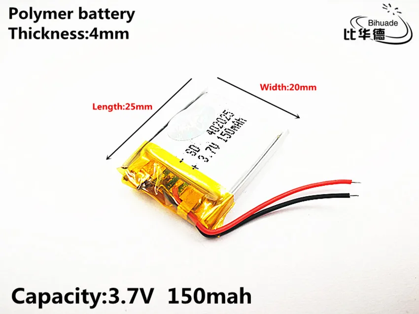 2pcs/lot Good Qulity 3.7V,150mAH,40 Polymer lithium ion / Li-ion battery for TOY,POWER BANK,GPS,mp3,mp4