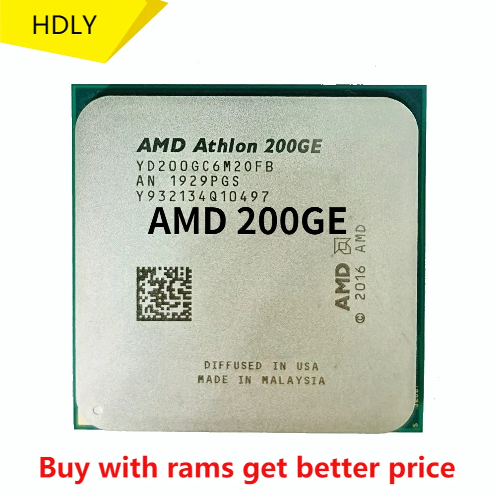  Процессор AMD Athlon 200GE X2 200GE 3,2 ГГц двухъядерный четырехпоточный процессор YD200GC6M2OFB / YD20GGC6M2OFB разъем AM4