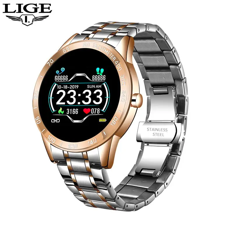 

LIGE 2020 New Smart Watch Men IP67 Waterproof Fitness Tracker Heart Rate Blood Pressure Monitor Pedometer Sport smartwatch +Box