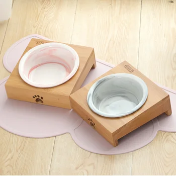 

Elevated Ceramic Cat Drinking Bowl Wood Water Fountain Feeding Large Cat Bowls Capacity Dispenser Plastique Pet Products OO50MM
