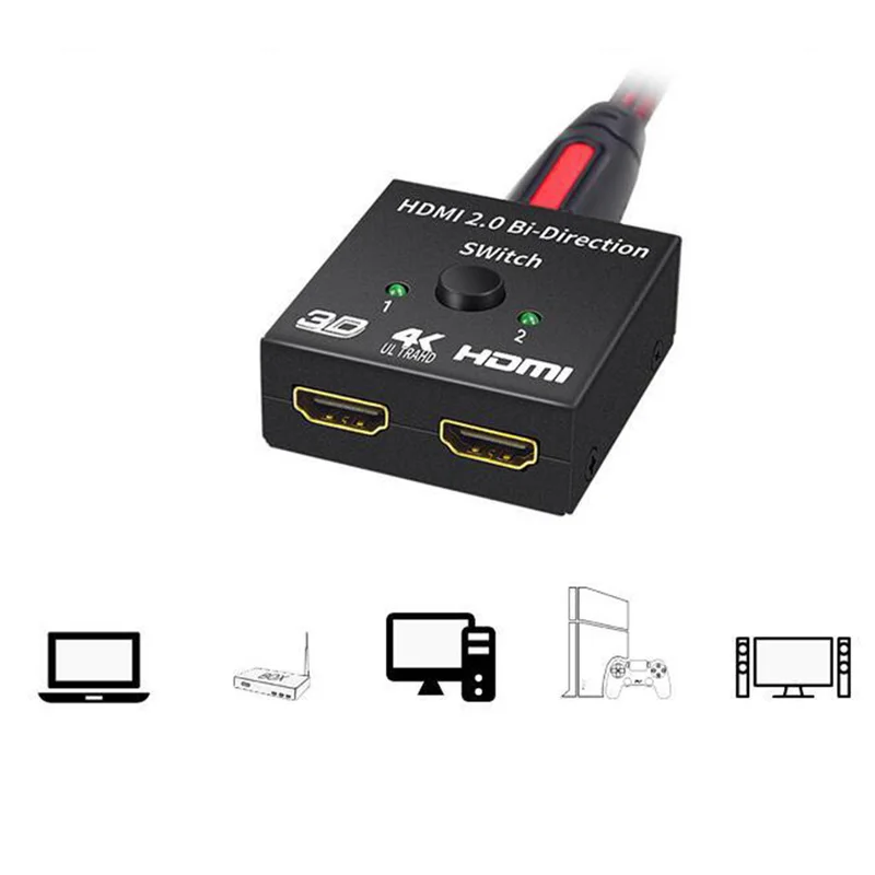 4K HDMI коммутатор 2 порта двунаправленный 1x2/2x1 HDMI разделитель, сплиттер Sup порты Ultra HD 4K 1080P 3D HDR HDCP для PS4 Xbox HDTV