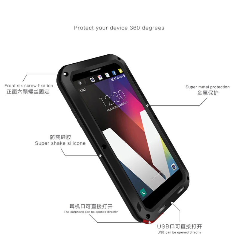 Алюминиевый металлический чехол LOVE MEI для LG V40 V30, мощный защитный противоударный водонепроницаемый чехол для LG V30 V40