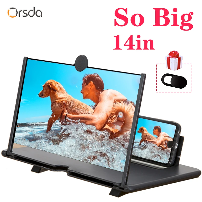 Orsda 14-дюймовый 3d усилитель экрана телефона HD защита глаз дисплей Видео