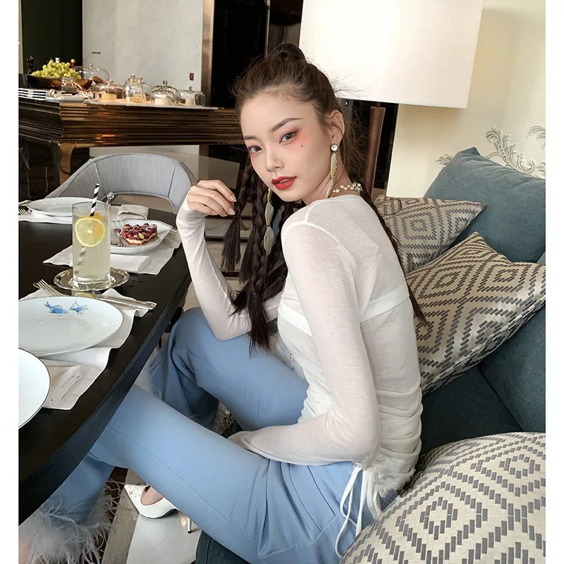 WHITNEY WANG, Весенняя мода, уличная одежда, элегантный костюм с перьями, брюки для женщин, брюки для офиса