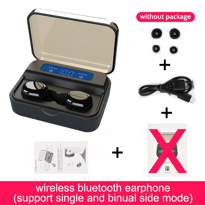 Black without box Наушники Bluetooth 5,0, беспроводные наушники, наушники с микрофоном, гарнитура для iPhone - Цвет: Black without box