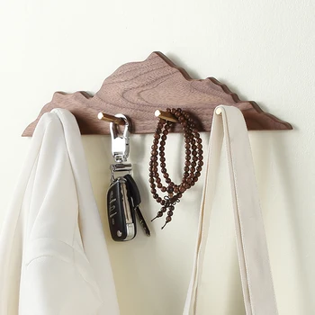 

Casegrace Wooden Clothes Hanger Wall Mounted Coat Hook Decorative Wood Key Holder Hat Scarf Handbag Storage Hanger Bathroom Rack