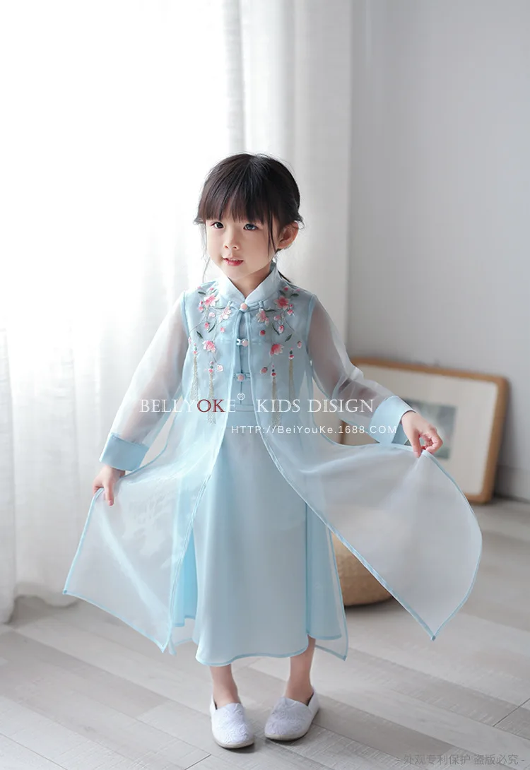 Bei you ke Origional Chinese-style Chinese Clothing Girls' Shirt Spring And Autumn New Products Children Organza Dress 21593