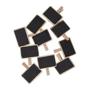 

10Pcs Cute Mini Message Wooden Blackboard Note Photo Paper Clips, Ideal for Decor Use