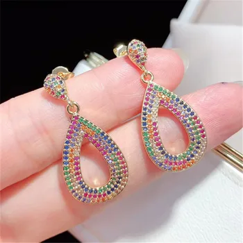 

10pairs/lot Fashion Pave Setting Colorful Cubic Zirconia Stud Earring Women Jewelry