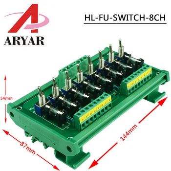 

DIN Rail Mount 8 Position Power Distribution Fuse Module Board with swtich, switch fuse module For AC/DC 5~32V.