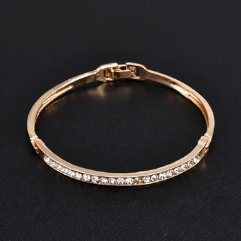 

Fashion Gold Stainless Steel White Rhinestone Crystal Bracelet Women Wedding Party Cuff Bangle Bracelet Jewelry