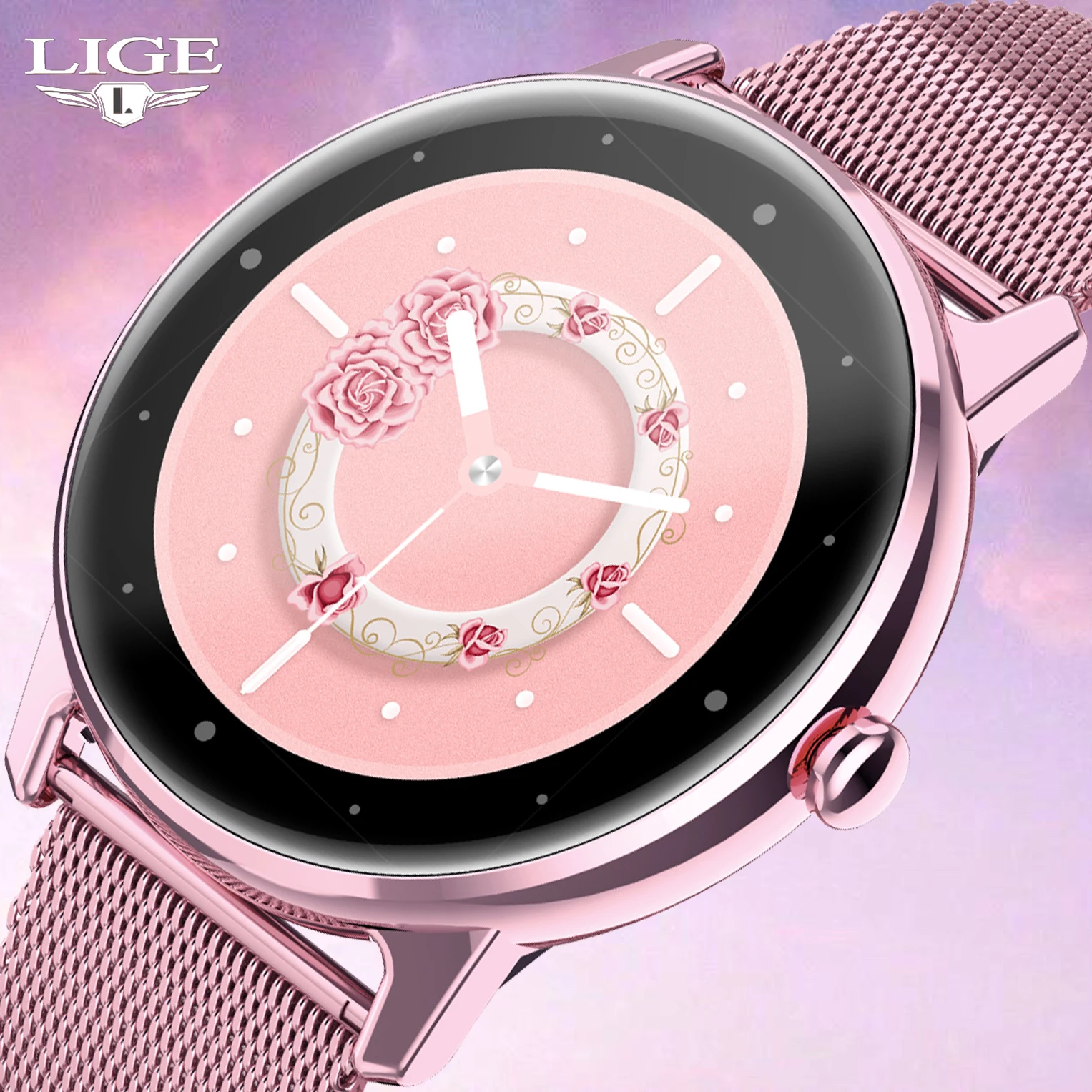 Photo Product LIGE 2021 New Women Smart Watch Heart Rate Blood Pressure Sports Multi-Function Watch Ladies Physiological Function Smartwatch