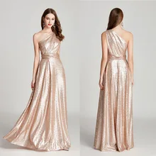 Ck780 лето стиль одно плечо блесток плиссированные большой Hemline вечернее платье подружки невесты бальное платье