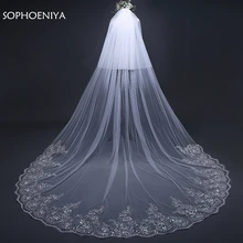 Горячая Распродажа Соборная свадебная вуаль с гребнем вельон белая слоновая кость свадебная вуаль вельон slubny Дешевые Свадебные аксессуары Mariage