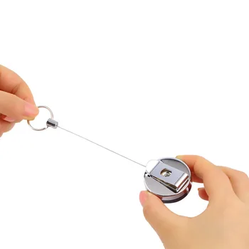 

1pc Stainless steel Tool Belt Money Retractable Key Recoil Ring Pull Chain Clip Keychain key Chain