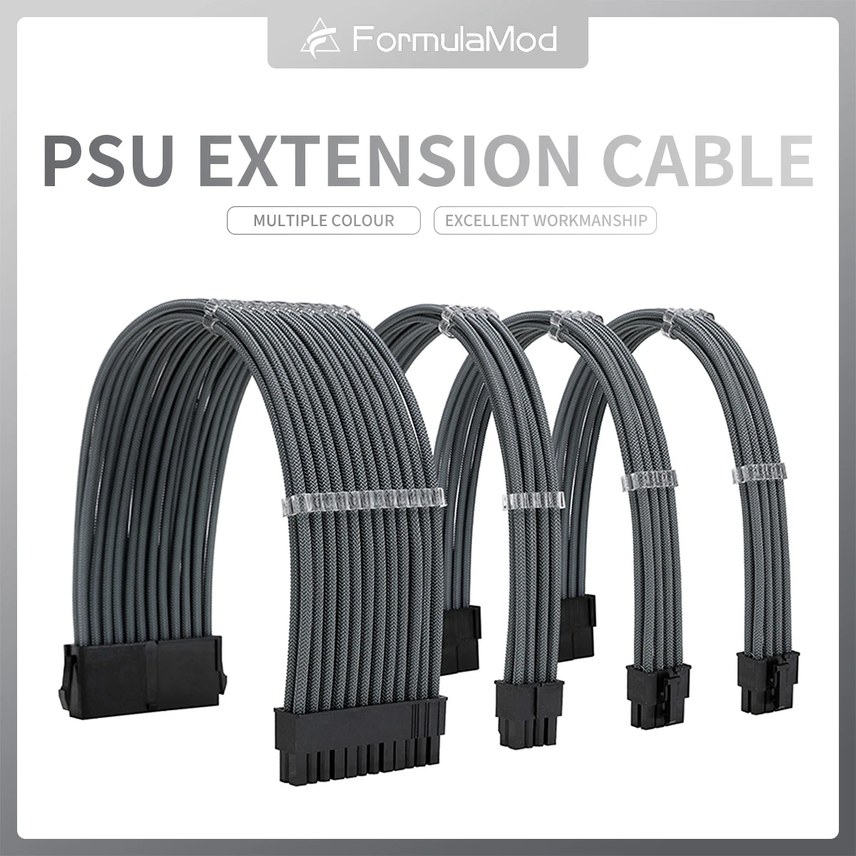 FormulaMod NCK1 Series PSU Extension Cable Kit , Multi size Solid Color Combo ATX24Pin PCI E8Pin CPU8Pin With Combs