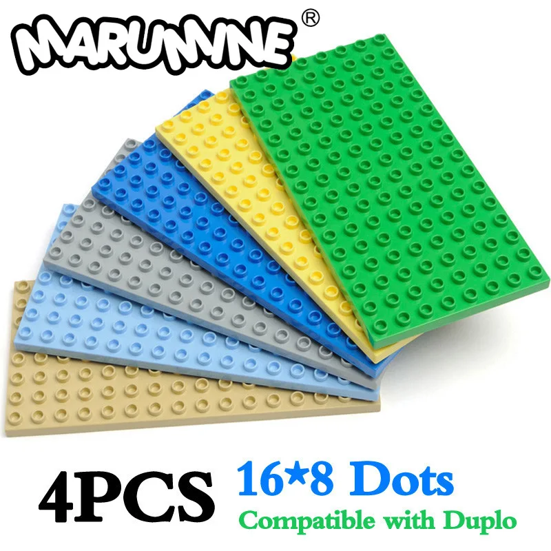 MARUMINE кирпичи 8x16 точек Duplo для крепления на руке 4 шт./лот детская город строительные блоки Строительство