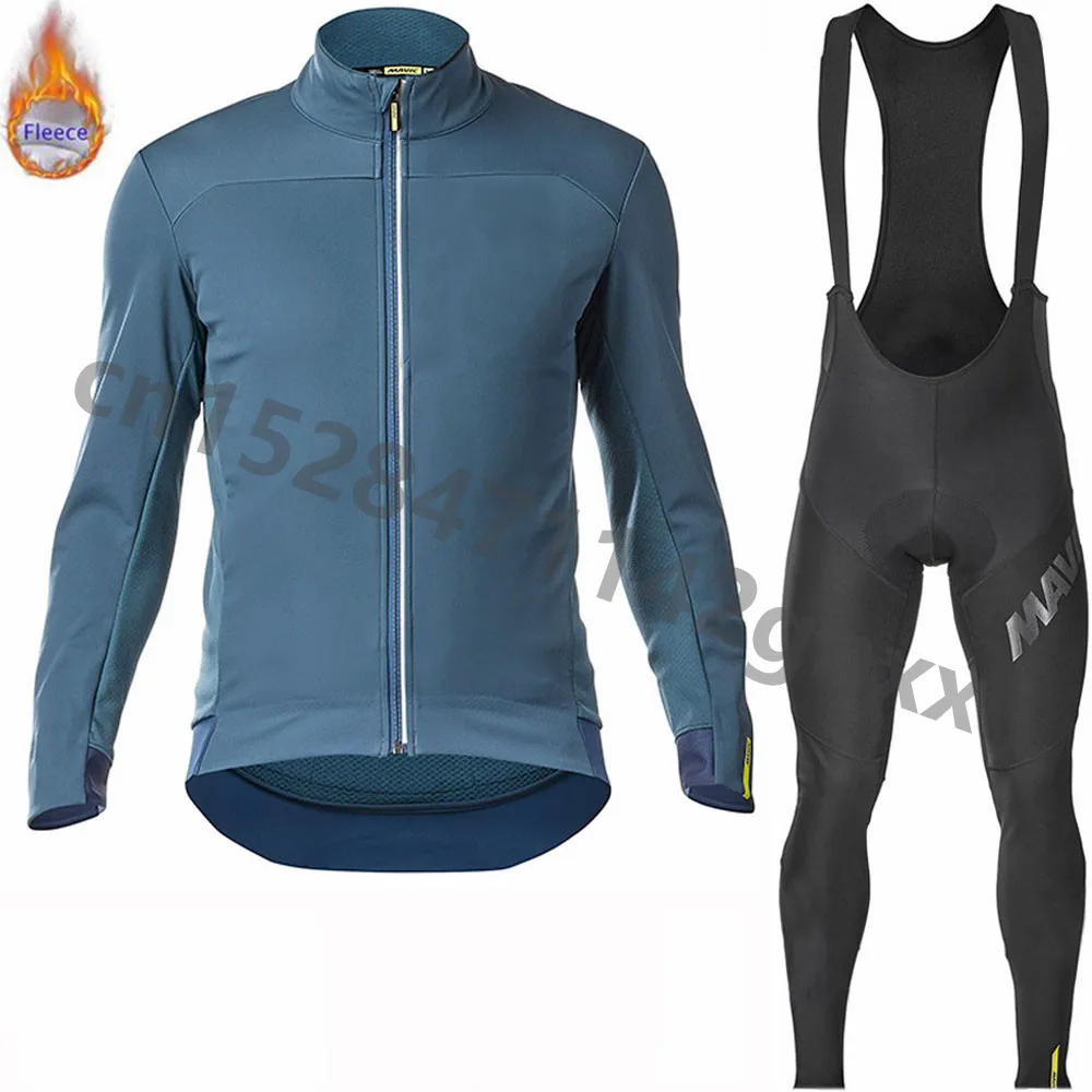 Mavic зимний термальный флисовый мужской Pro Велоспорт Джерси Набор с длинным рукавом Триатлон MTB велосипед одежда для велоспорта Майо Ropa Ciclismo - Цвет: 9