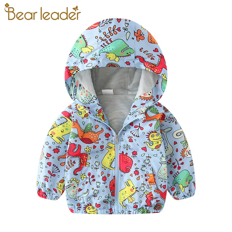 Bear Leader/весеннее Детское пальто с милым динозавром Осенняя детская куртка Верхняя