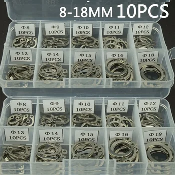 

10pcs 304 Stainless Steel External Circlip Retaining Ring Assortment Kit 8-18mm Without box