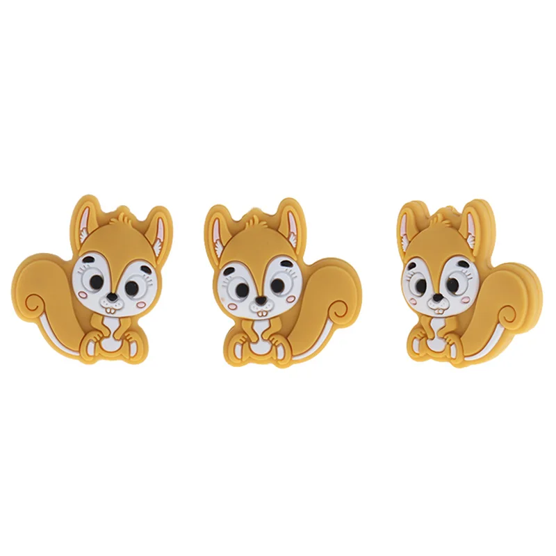 

5pcs Silicone Squirrel Shaped Beads BPA Free Baby Teether Animal Pearl Newborn Teething Rattle Toys Necklace Accessories Rodent