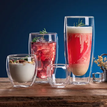 

Thicken Double Wall Glass Cup Heat-resistant Taza Transparente Cute Bottle Verre Double Paroi Coffee Mug Juice Drinking Glasses