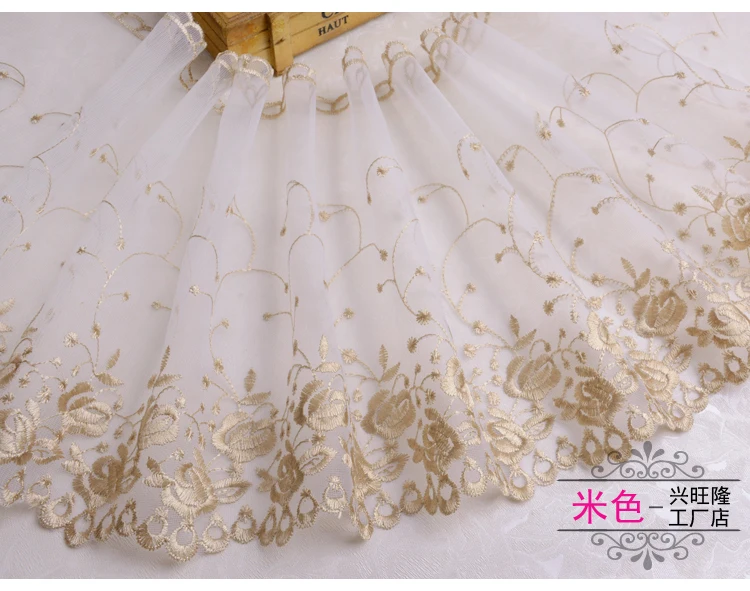 Lace Ribbon 1meter Flower Lace Trim Dress Wedding Lace Fabric Applique Baby DIY Embroidered Sewing Craft 25cm Width