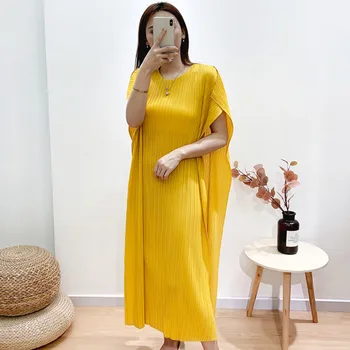 

LANMREM design pelated clothes women 2020 temperament large size round collar bat short sleeve dress French short sleeve YJ695