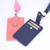 Retractable Lanyards ID Badge Holder Leather Porte Bus Pass Case Cover slip Men Women's Bank Credit Card Holder Strap Cardholder ► Photo 2/6